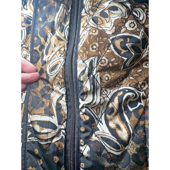 Requirements Quilted Jacket Womens Size Large Brown Tan Patterned‎ Soft Zipper - Picture 5 of 10